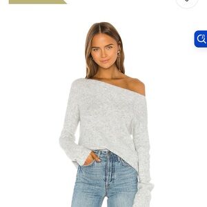Lovers + Friends Light Gray Off-Shoulder Sweater